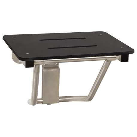 Folding Wall Mount Shower Seat Bench, ADA Compliant, Matte Black, 28"