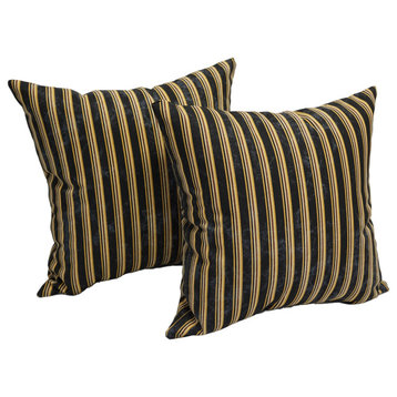 17" Jacquard Throw Pillows With Inserts, Set of 2, Midnight Stripe