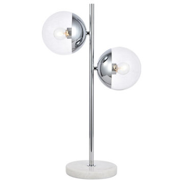 Living District Eclipse 2 Light Table Lamp, Chrome/Clear, 7"