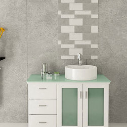 Abaco 39 inch Vessel Sink Bathroom Vanity Tempered Glass Top - Bathroom Vanities And Sink Consoles