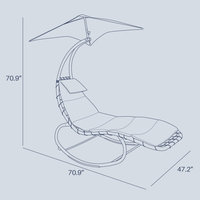 Outdoor Chaise Lounge Chair Swing Curved Cushion Seat Hammock W/ Canopy, Blue