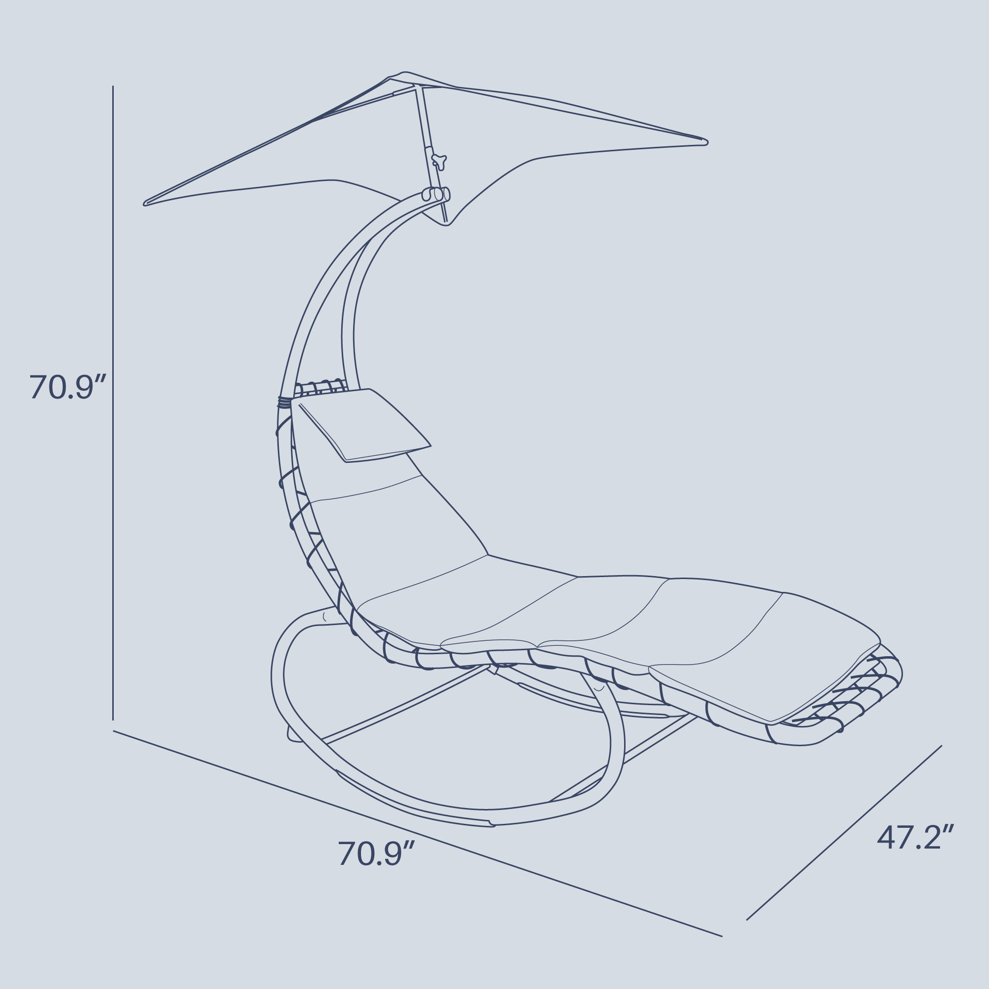Outdoor Chaise Lounge Chair Swing Curved Cushion Seat Hammock W/ Canopy, Blue