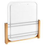 Rev-A-Shelf - Wood Door Mount Cutting Board With Polymer Cutting Board, 14.75" - Rev-A-Shelf is a cut above the rest with this door mounted cutting board. The 4DMCB features a stylish wood and chrome support rack and an easy to clean, abrasive resistant, hygienic, non-stick Polyethylene cutting board. Installation is easy with our patented adjustable mounting brackets and 4 Included: screws.