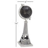 Glam Style Silver PVC Globe On Aluminum Stand And Marble Base, 14" x 5" x 4"
