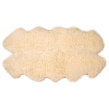 Premium New Zealand Sheepskin Area Rug, Cream, 4' X 6'