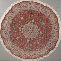 Round Persian Tabriz rug 6'7 diameter - Area Rugs