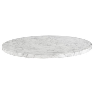 Cypher Dining Table Top Marble Look White 55", White