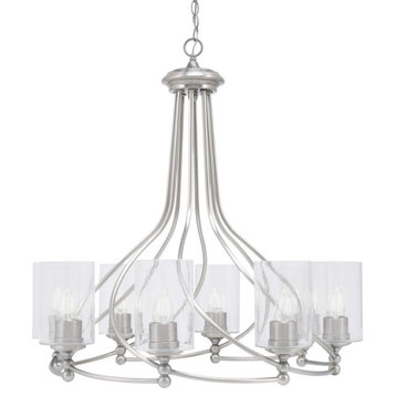 Paramount 8-Light Chandelier, Brushed Nickel, 4" Clear Bubble Glass