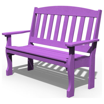 Poly Lumber English Garden Bench, Purple, 4 Foot