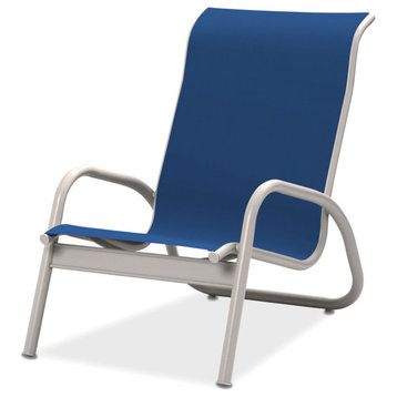 Gardenella Sling Stacking Poolside Chair, Textured White, Cobalt