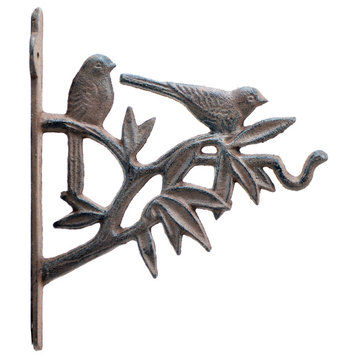 Birds In Tree Cast Iron Decorative Plant Hanger, 7.625" Deep