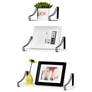 WELLAND White Floating Wall Shelves for Home Decor, Set of 3