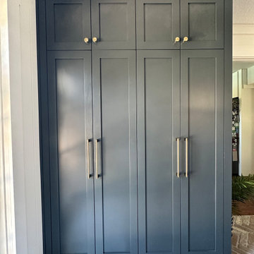 Custom Mudroom Storage Cabinets with Floor to Ceiling Shaker Doors