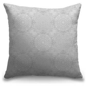 "Greyscale Mandalas" Pillow 16"x16"