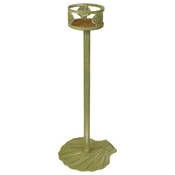 Weathered Lime Drink Holder Stand With Shell Accent