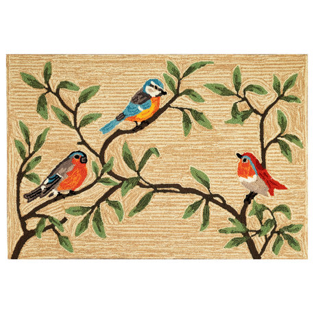 Ravella Birds On Branches Indoor/Outdoor Rug, Natural, 2'x3'