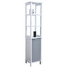Bathroom Floor Cabinet Linen Tower with Shelves -Modern D- White and Gray