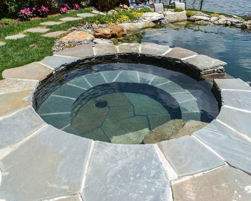 Custom An In Ground Spa Inspired By Adirondack Mountain Living Save Natural Stone Custom Spa