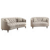 Coaster Avonlea 2-Piece Sloped Arm Upholstered Fabric Sofa Set in Gray