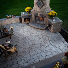 Outdoor fireplace and patio