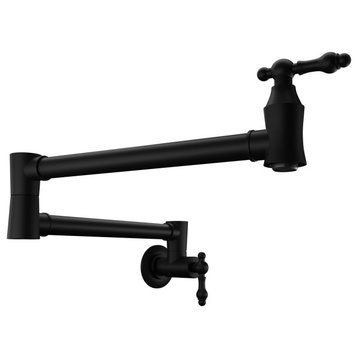 Marca 360-Degree 24" Wall Mounted Pot Filler With Dual Swivel, Matte Black