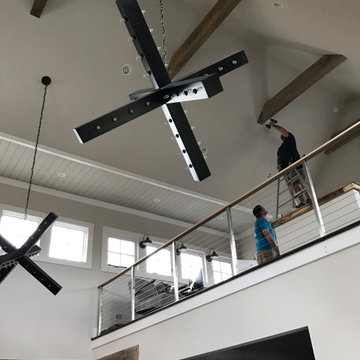 New Build - Hyco Lake - view of loft and star chandeliers