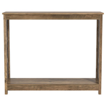 Heron 38.1" Standard Rectangle Wood Console Table, Knotty Oak