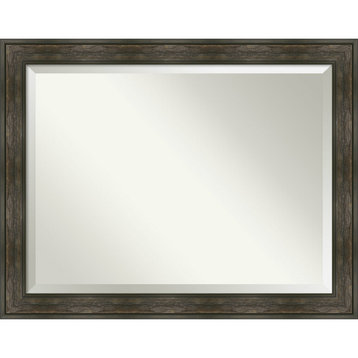 Rail Rustic Char Beveled Bathroom Wall Mirror - 45.75 x 35.75 in.