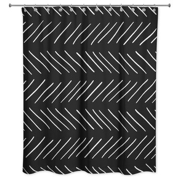 Modern Chevron Shower Curtain, Black and White