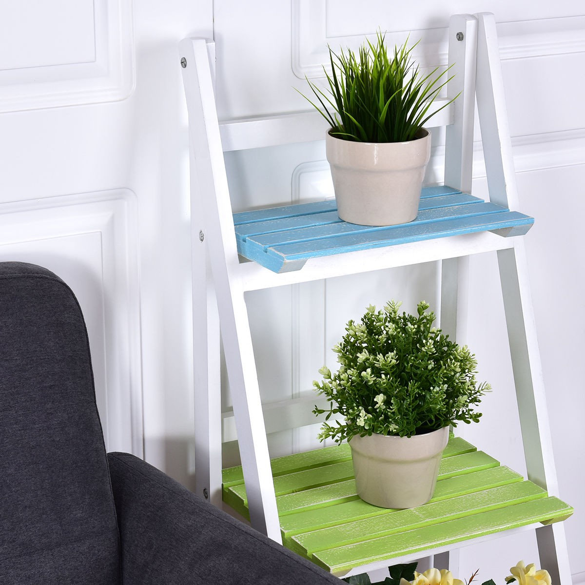 Modern Wooden 3-Tier Folding Display Shelf - Contemporary - Plant ...