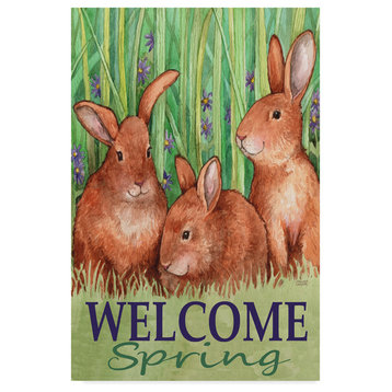 Melinda Hipsher 'Bunnies Welcome Spring' Canvas Art, 32"x22"
