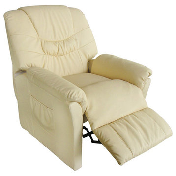 vidaXL Massage Chair Theater Seating Massage Chair Full Body Cream Faux Leather