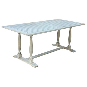 Indoor/Outdoor Rectangle Premium Wood Farmstyle Dining Table, Light Grey