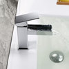 Modern Single Handle One Hole Waterfall Bathroom Sink Faucet Solid Brass, Chrome