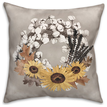 Cotton Harvest Wreath Pillow
