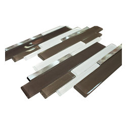 Silver Land Brown Glass and Marble Aliminum Stone Glass Mosaic Tile Random Z Pat - Home Accessories & Decor