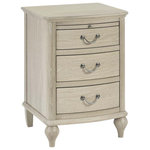 Bentley Designs - Bordeaux Chalked Oak 3-Drawer Nightstand - Bordeaux 3 drawer Bedside Nightstand vaunts a certain elegance and refinement that brings a sense of subtle sophistication to any home. The range features a wide choice of cabinets featuring gently bowed fronts, soft curved frames and delicate turned legs. The range boasts Blum soft-closing drawers for that extra refinement and pull out shelves for a superior customer experience