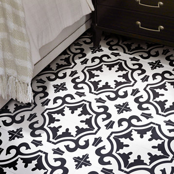 8"x8" Tanger Handmade Cement Tile, White/Black, Set of 12