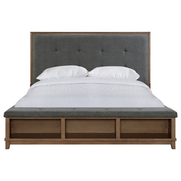 Picket House Furnishings Jaxon Upholstered King Bed in Grey
