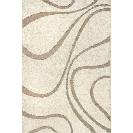 Nuloom Carolyn Modern Shag Rug, Cream 8'x10'