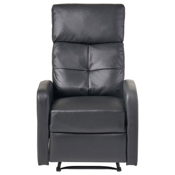 GDF Studio Teyana Black Leather Recliner Club Chair