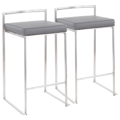 Fuji Contemporary Stackable Counter Stool in Stainless Steel