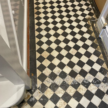Diamond Pattern Encaustic Tiled Hallway Restoration in Rugby