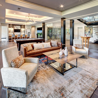 Photo of a retro basement in Dallas.