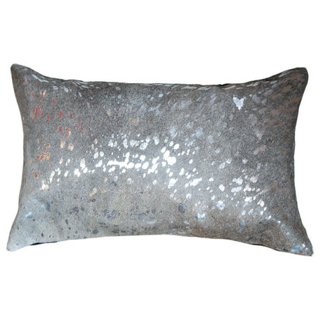 12 X 20 Gray Animal Print Cowhide Throw Pillow