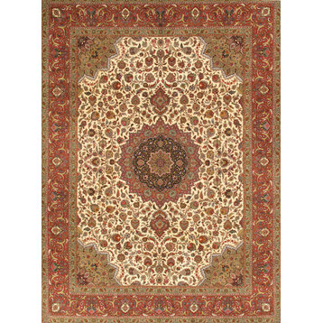 Pasargad Baku Collection Hand-Knotted Silk and Wool Area Rug 9'10"x13'8"