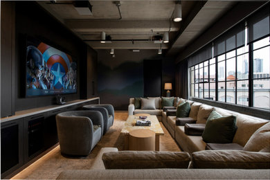 Example of an urban home theater design in Los Angeles