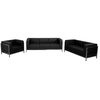 Flash Furniture Hercules Imagination 3-Piece Stainless Steel Sofa Set in Black