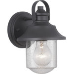 Progress - Progress P560119-031 Weldon - One Light Outdoor Small Wall Lantern - Featuring nautical influences, Weldon delivers a small wall lantern ideal for Farmhouse or Transitional architecture designs. Curved clear seeded glass is topped with an ample roof in Black.