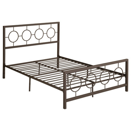 GDF Studio Doris Modern Queen Geometric Low-Profile Platform Bed Frame, Hammered